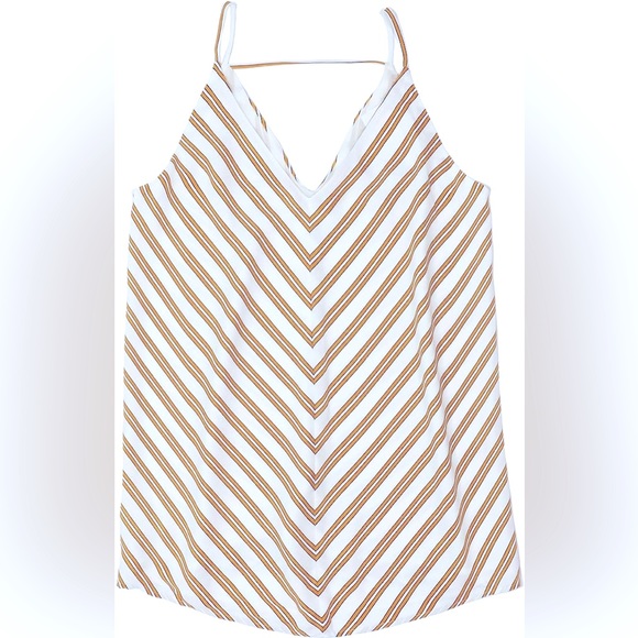 NWT Loft Bar Back Chevron Gold Stripe V-Neck Strappy Sleeveless Cami Tank Small - Picture 3 of 10